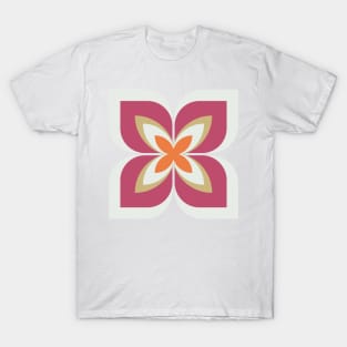 Modern Bold Stylized Flower in sunset tones of orange and hot pink T-Shirt